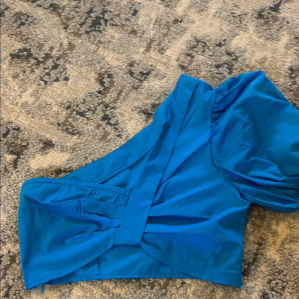SHEIN Blue One-Shoulder Crop Top